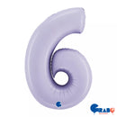 Grabo satin lilac foil balloon in 40-inch number 6 shape, shiny and smooth for celebration events.