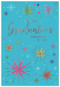 Simon Elvin C50 graduation cards 6-pack featuring colorful designs and congratulatory messages for graduates.
