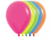 Sempertex neon assorted latex balloons, 12-pack, 12-inch size, colorful decorative balloons for parties and celebrations.