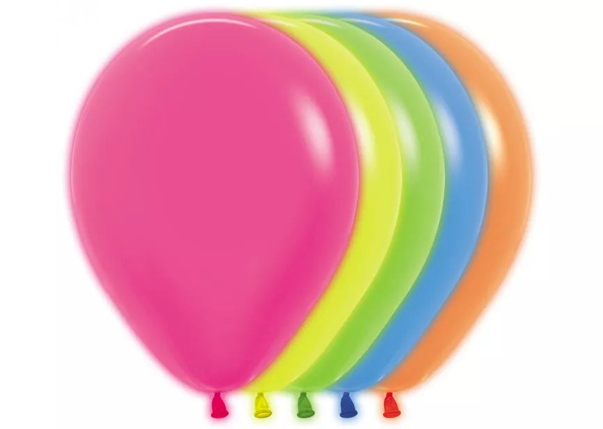 Sempertex neon assorted latex balloons, 12-pack, 12-inch size, colorful decorative balloons for parties and celebrations.