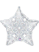 Silver Holographic Filigree Star 21" Foil Balloon