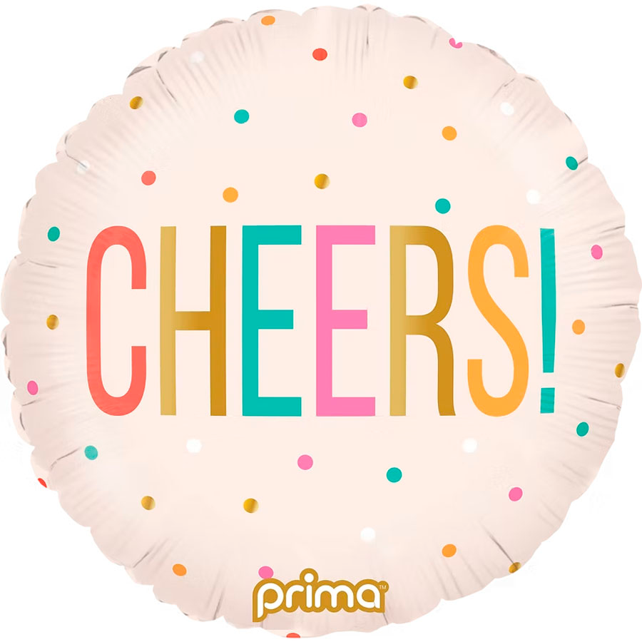 Prima Foil Balloon Cheers Dots 18