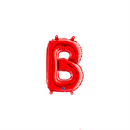 Red 14-inch Grabo foil balloon shaped like the letter B, with shiny metallic surface and colorful accents.