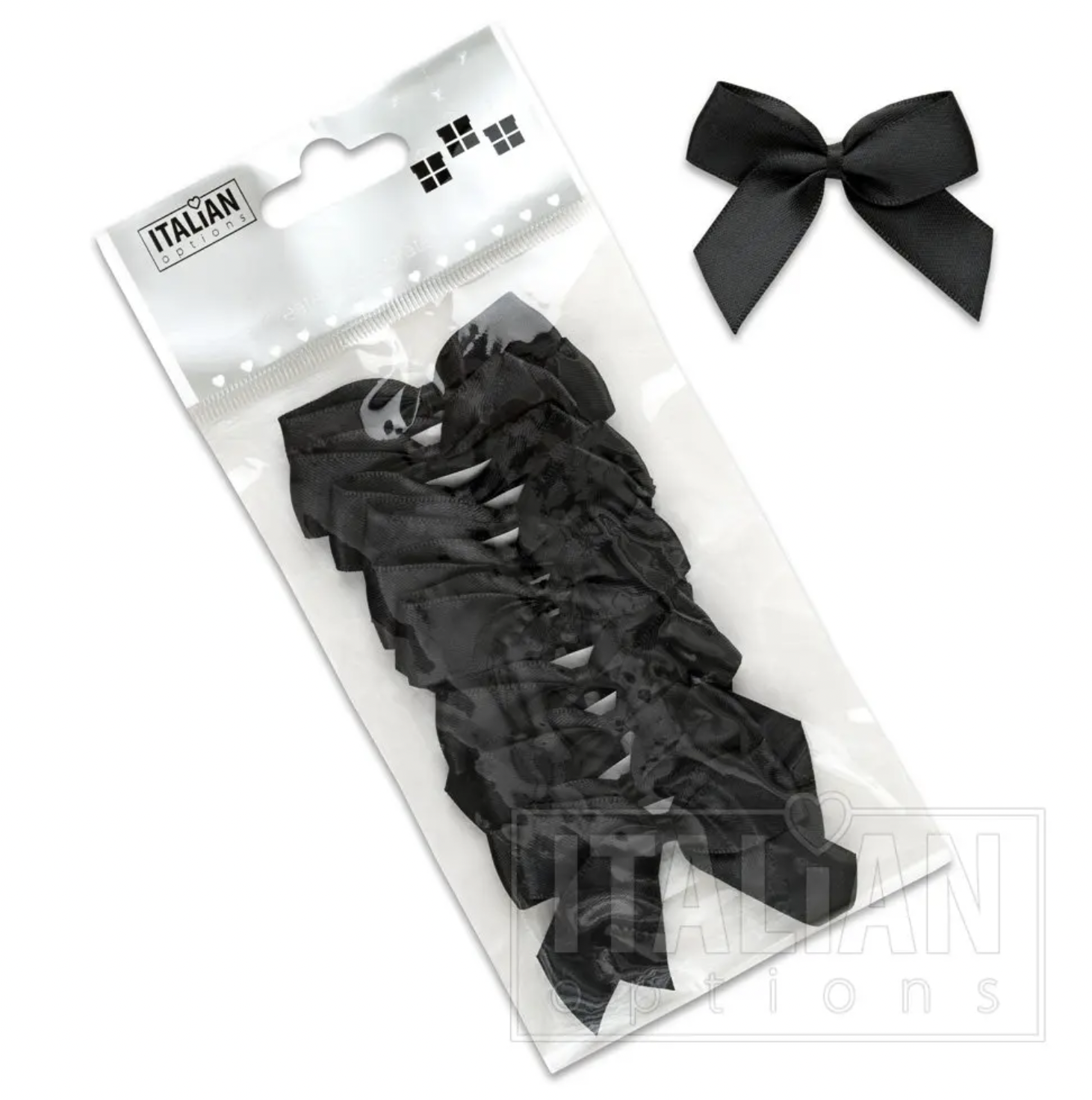 Satin Black Ribbon Bows 5cm 12pk