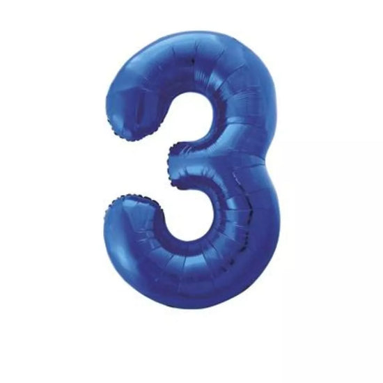 Unique Foil Balloon Blue Glitz 34" Number 3