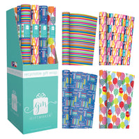 Bright 3M Rollwrap by IG Design Group, a colorful gift wrap roll with vibrant patterns, showcased in the image.