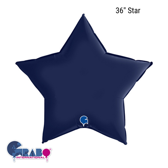 Grabo Foil Balloon Satin Navy Blue Star 36"