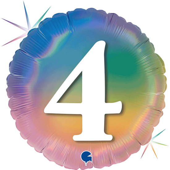 4th Birthday Rainbow Holographic 18" Foil Balloon