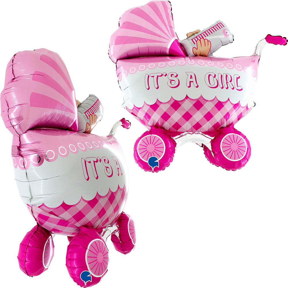 Grabo Foil Balloon It's A Girl Buggy 3D 33"