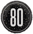 Unique Foil Balloon Black Black Glitz Age 80 18"