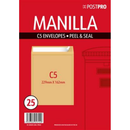 25pk Envelopes C5 162x229mm Peal&Seal Manilla