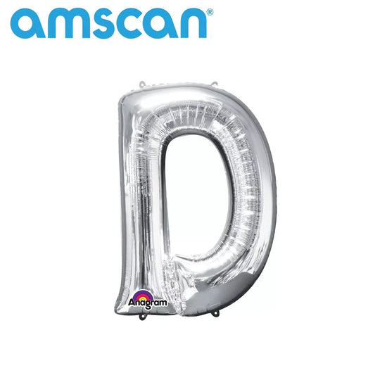 Anagram Foil Balloon Silver 16" Letter D