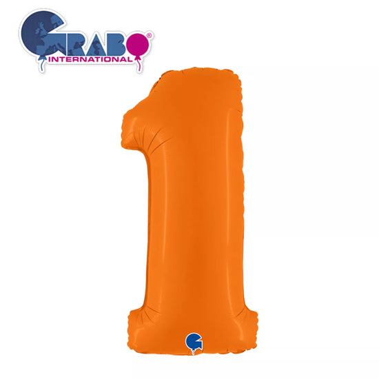 Grabo Foil Balloon Matte Orange 40" Number 1