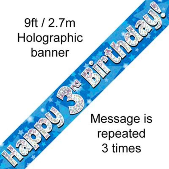 Oaktree Banner Age 3 Blue Holographic 9ft