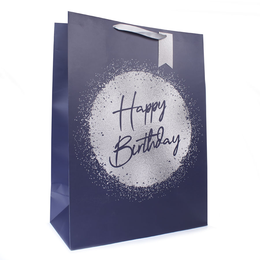 Tiger Feet Gift Bag Birthday Silver Large 6pk