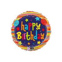 Grabo Birthday Balloon & Stars 18" Foil Balloon