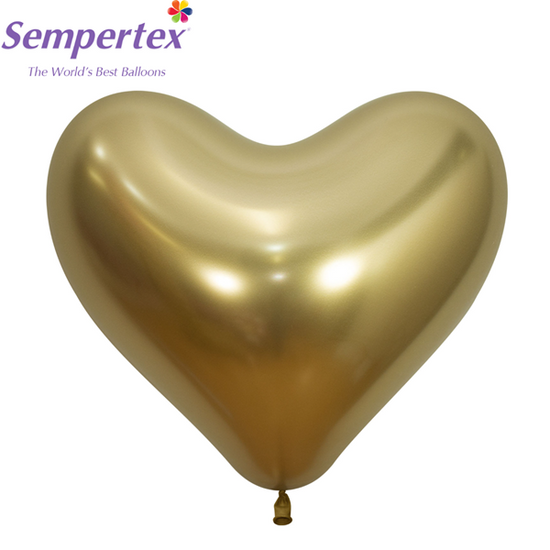 Sempertex Reflex Gold Heart 14" Latex 50pk