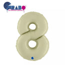 Olive green Grabo foil balloon shaped as the number 8, 40 inches tall, suitable for celebrations and decorative events.