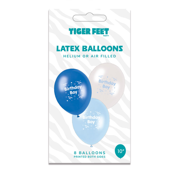 Tiger Feet Birthday Male Latex Balloons 6x8pk