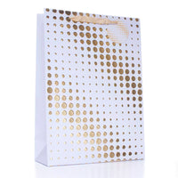 Light blue gift bag with gold spots, extra large size, set of 6 Tulip brand gift bags for special occasions.
