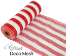 Eleganza Deco Mesh Red & White Stripes 25cm x 9.1M