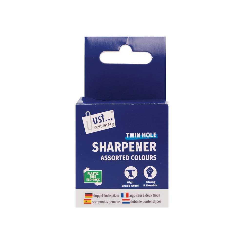 Twin Hole Pencil Sharpener Assorted Colours 12pk