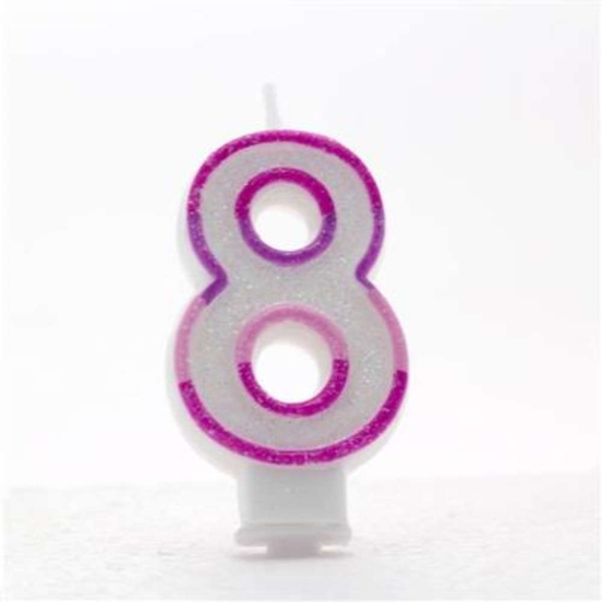 APAC 6 Pack Party Candle Number 8 Pink