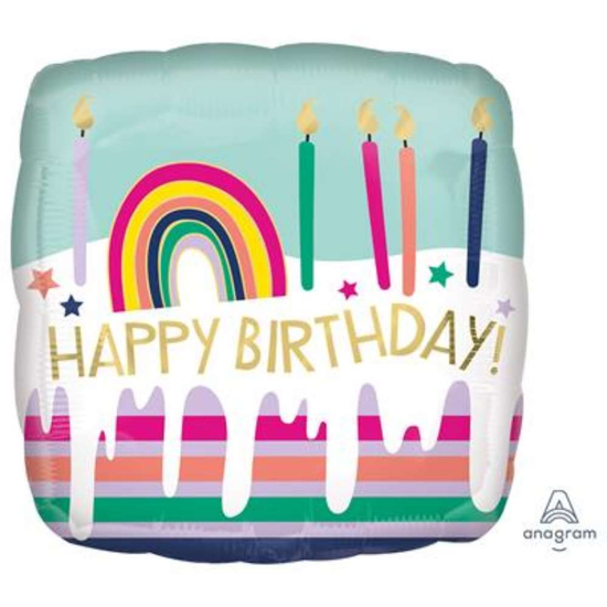 Anagram Foil Balloon 18" Square Frosted Cake