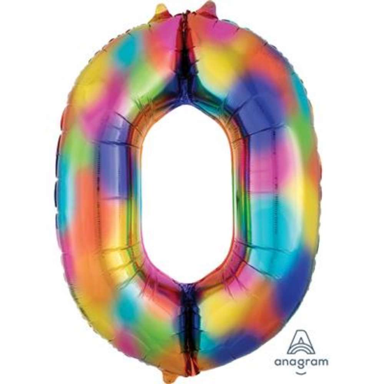 Anagram Foil Balloon Rainbow 34" Number 0
