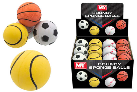 Kandy Toys 24 Pack Bouncy Sponge Ball 63mm