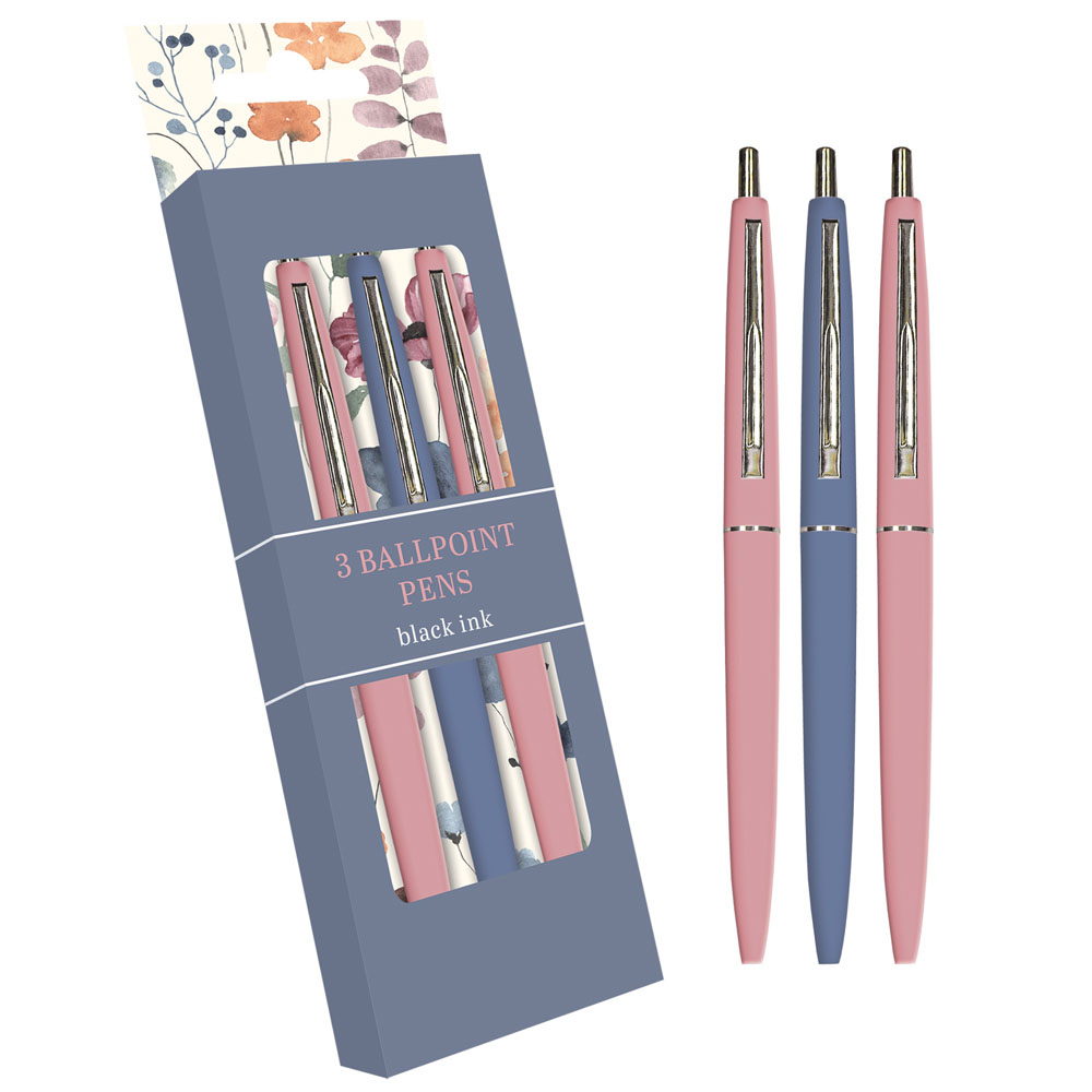 IG Design Group 3 Pack Ballpoint Pens Wild Bloom