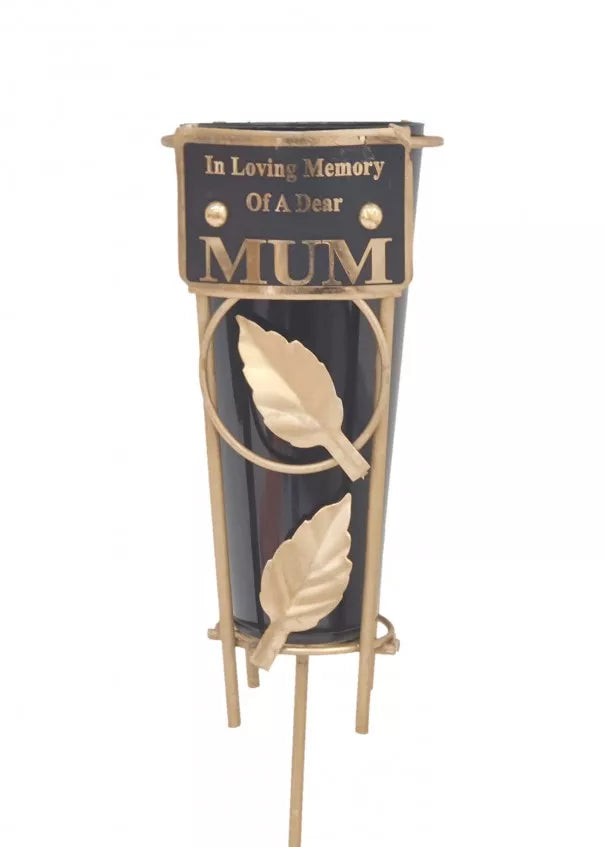David Fischoff Grave Vase Mum 36cm keepsake with floral design, made of durable material, ideal for memorial or cemetery displays.