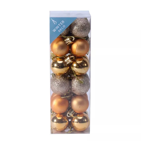 Shatterproof Baubles Gold 3cm 24 Pack