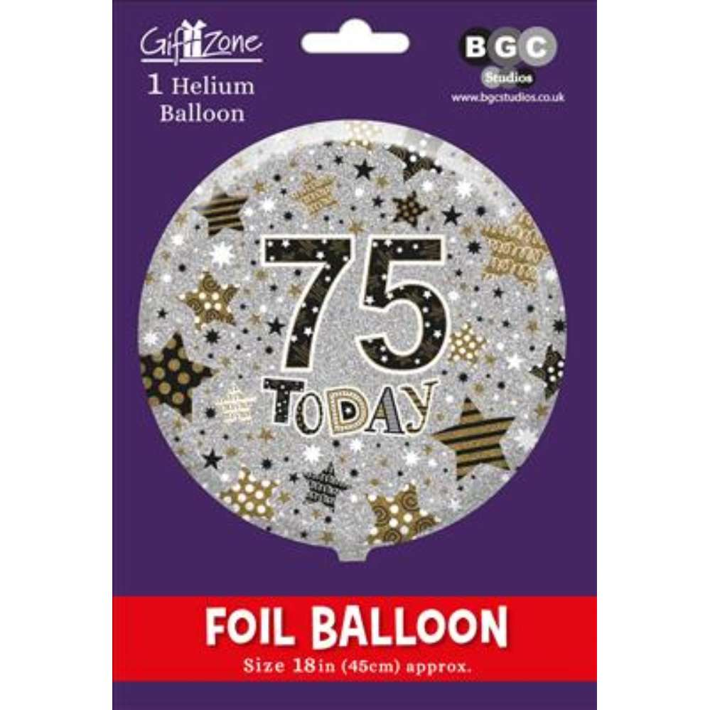 Foil Balloon 18" Round Holographic Age 75