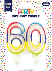 Eurowrap Party Candle Age 60 Rainbow Glitter