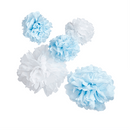 Oh Baby Blue & White Pom Poms 5pce