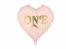 PartyDeco light pink foil balloon, 14-inch decorative balloon for celebrations, with shiny, reflective surface.