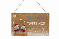 Sifcon Plaque Seasons Greetings Robins 20x12cm