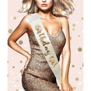 Alandra Satin Sash Birthday Girl Cream & Rose Gold