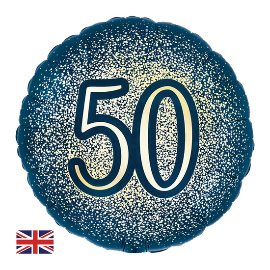 Oaktree Age 50 Navy & Gold 18" Foil Balloon