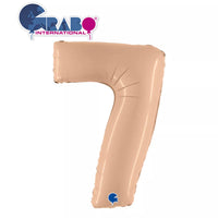 Grabo 40-inch satin nude foil balloon shaped as the number 7, shiny and reflective surface for celebration decorations