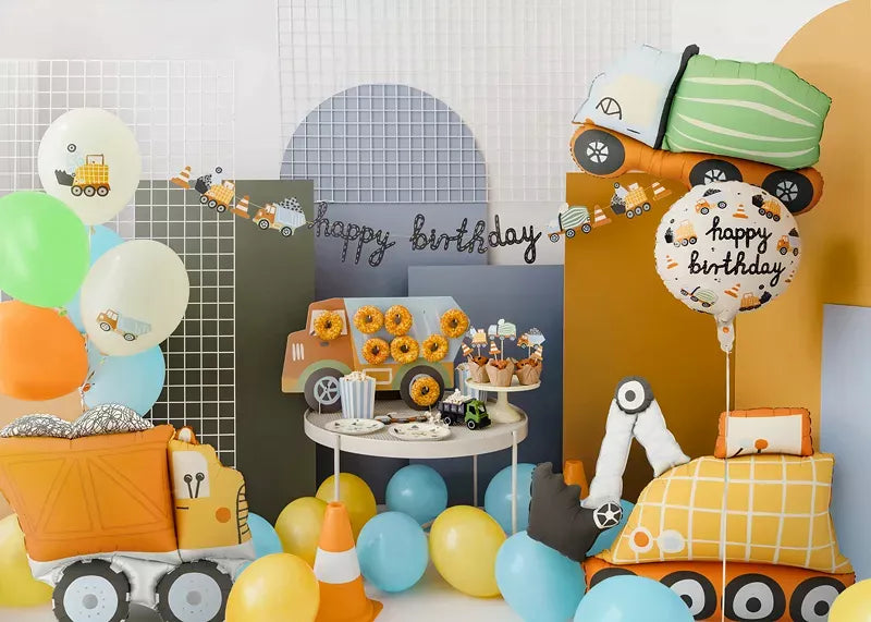 PartyDeco foil balloon shaped like a truck, 34-inch air-fill foil balloon for celebrations, featuring bright colors and detailed truck design.