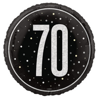 Unique Foil Balloon Black Glitz Age 70 18"