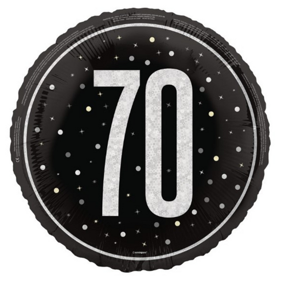 Unique Foil Balloon Black Glitz Age 70 18"