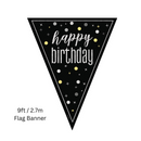 Unique Flag Banner Black Glitz Birthday 9ft