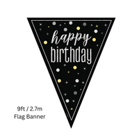 Unique Flag Banner Black Glitz Birthday 9ft