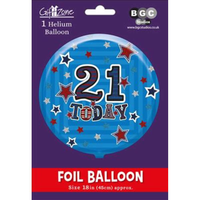 Foil Balloon 18" Round Holographic Age 21