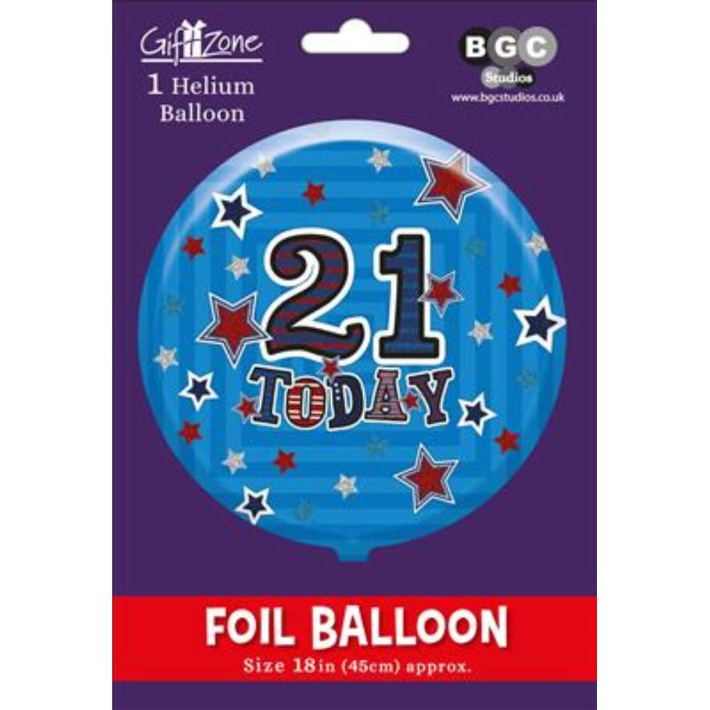 Foil Balloon 18" Round Holographic Age 21