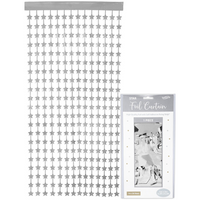 Silver Foil Stars Door Curtain 1m x 2m