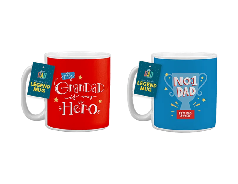Gem Imports 2 Pack Mugs Legend Dad & Grandad 300ml